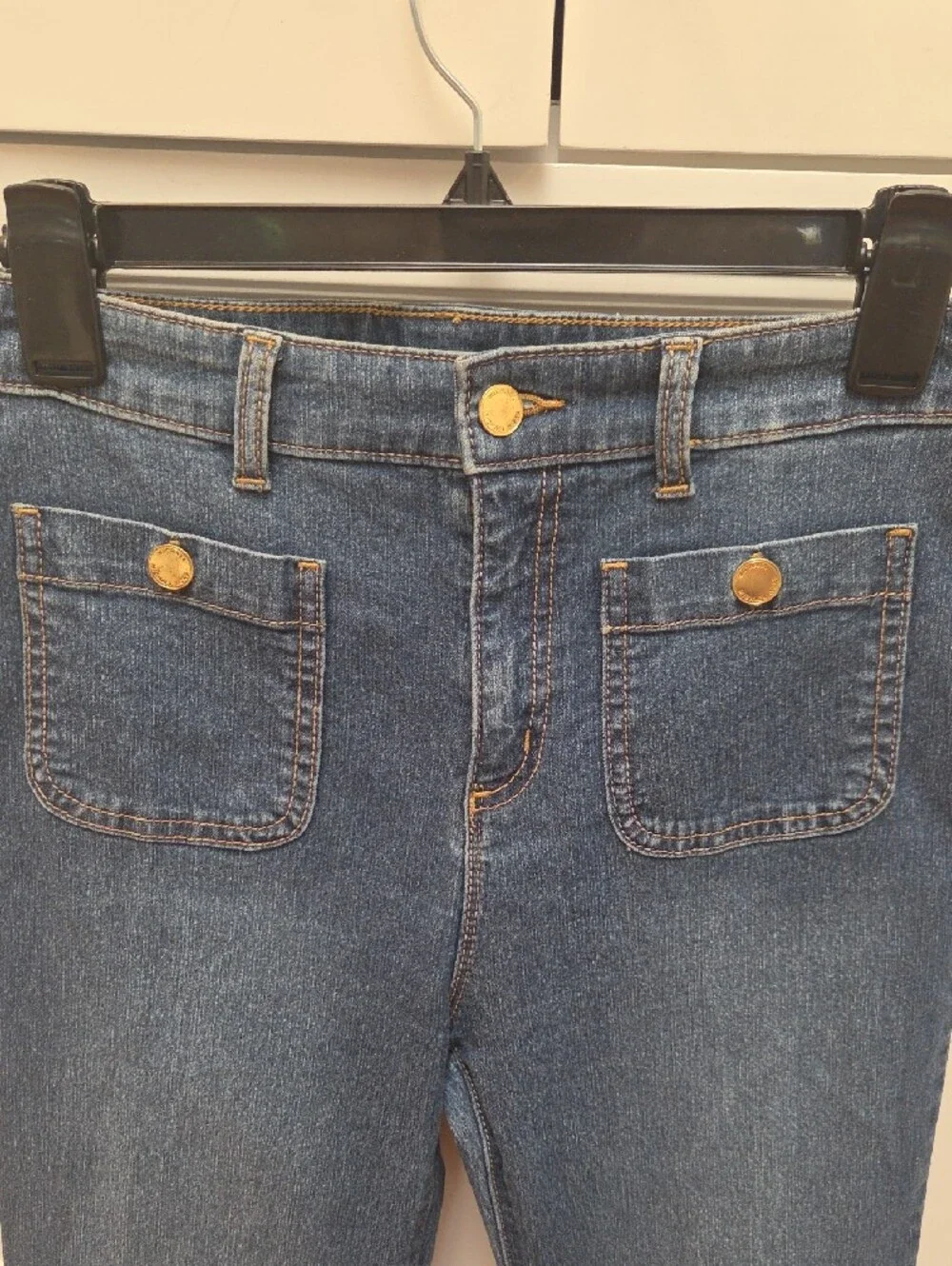 Michael Kors Women's Front Pocket Cropped Straight-Leg Jeans w/ Gold Buttons (4)